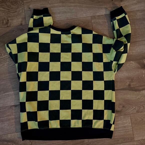 Checkered Pullover Black and Yellow Checkered Snoopy Sweatshirt Large - Picture 5 of 9